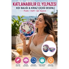 Open City Koi Balığı Desenli Katlanabilir El Yelpazesi Japon Stili Kılıflı Yuvarlak Cep Yelpazesi Hafif