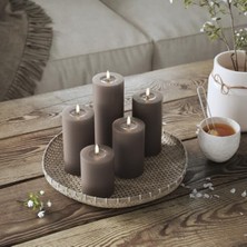 Get Store Iç Mekan Alevsiz LED Mum - Mocha, 5X10 cm
