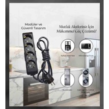DC-ELEKTRO Viko Multi-Let 4 Lü (1-15 Metre Arası) Çocuk Korumali 3x2.5 % Yüz Tam Bakır Ttr Kablolu Uzatma Seyyar (Markanin Özel Üretimi Orijinal Tse Fişli Bakir Kablolu)