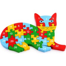 Wolawood Ahşap Kedi Yapboz~tamamı Ahşap Eğitici Zeka ve Dikkat Geliştirici Puzzle, Dekoratif Hediyelik 30×18 cm