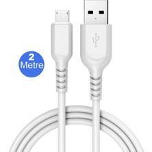 ( 3 adet ) Technio 2 Metre USB Micro 2,4A Hızlı Veri Aktarım ve Şarj Kablosu