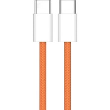 Technio 60W Turuncu Örgülü Typec To Typec Hasır Şarj Kablosu 1 Metre
