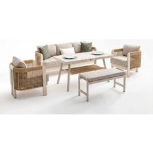 Divona Home Atlas Alüminyum Bahçe Balkon  Oturma Grubu (3+1+1+M+Puf)