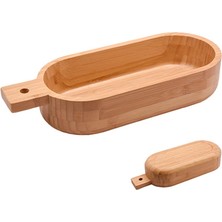 MİEN Mien Bambu Derin Sunumluk 33 × 13 × 6,5 cm – Saplı Bambu Servis ve Sunum Tabağı