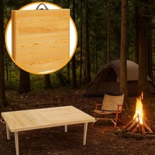 Get Store 50X100 cm Katlanabilir Kamp Masası, Ham Naturel Renk Seçeneği