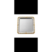 Sunvera Çelik Sunvera  Çelik 6 Adet Gold Çerçeveli Paslanmaz Çelik Kare Kahve Sunum Servis Tepsisi Kendinden Desenli Söz Nişan Damat Kahvesi Çay Pasta Tatlı Ikram Tepsisi Ev Kafe Otel Kullanımı