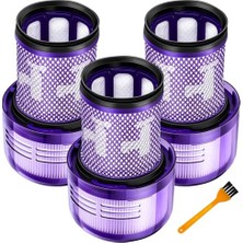 Esranın Dünyası 3 Adet Hepa Filtre 971517-01 Dyson V12 Detect Slim Cordless Kablosuz Süpürge Parçaları Aksesuarları, 1 Adet Fırça ile