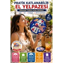 Open City Origami Turna Kuşu Desenli Katlanabilir El Yelpazesi Kılıflı Yuvarlak Cep Yelpazesi Yazlık Pratik