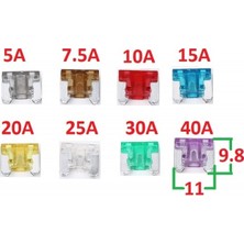 Japon Araçlar Için Bacaksız Mini Bıçak Sigorta Alçak Profil / Yassı  50 Adet 5A 7.5A 10A 15A 20A 25A