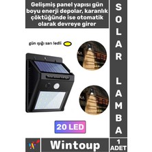 Wintoup #lamba Solar Bahçe Aydınlatma Gün Işığı Dış Mekan Hareket Sensörlü Güneş Enerjili Şık Lamba 20 Ledli