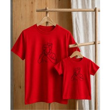 Lorvex Baba-Kız Özel Gün Konsept Oversize Tişört %100 Pamuklu Baskılı T-Shirt Rahat Kalıp