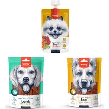 Wanpy Köpek Karışık 3 Lü Set Ödül Mama Jerky Slices Lamb Beef 2 Adet Ezme
