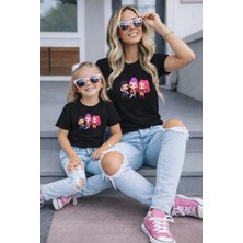 Lorvex Anne Kız Kombin Oversize Tişört %100 Pamuk Baskılı Rahat Kalıp Twin T-Shirt