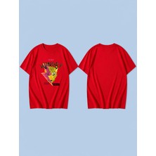 Lorvex Hungry Stay Baskılı %100 Pamuk Oversize Unisex Tişört Rahat Kesim T-Shirt