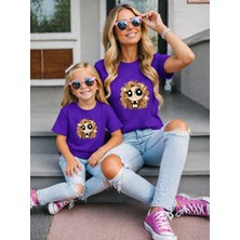 Lorvex Anne Kız Kombin Oversize Tişört %100 Pamuk Baskılı Rahat Kalıp Twin T-Shirt