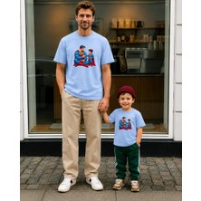 Lorvex Babalar Günü Baba Çocuk Kombin Oversize Tişört %100 Pamuk Baskılı T-Shirt (Kombin Için 2 Adet Sipariş Verilmelidir)