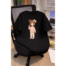 Lorvex Oversize Çocuk Genç Tişört %100 Pamuk Baskılı Rahat Kalıp Günlük Şık T-Shirt