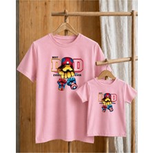 Lorvex Baba-Çocuk Konsept Oversize Tişört %100 Pamuklu Ön Baskılı T-Shirt