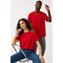 Lorvex Çift Kombin Erkek-Kadın Oversize T-Shirt %100 Pamuk Baskılı Rahat Kalıp Sevgili Tişörtü 2'li