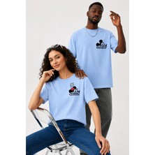 Lorvex Çift Kombin Erkek-Kadın Oversize T-Shirt %100 Pamuk Baskılı Rahat Kalıp Sevgili Tişörtü 2'li