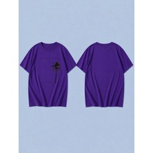 Lorvex Good Vibes Palm Baskılı %100 Pamuk Oversize Unisex Tişört Rahat Kesim T-Shirt