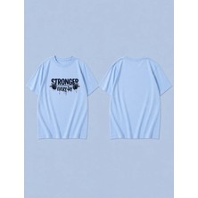 Lorvex Stronger Every Day Baskılı %100 Pamuk Oversize Unisex Tişört Rahat Kesim T-Shirt