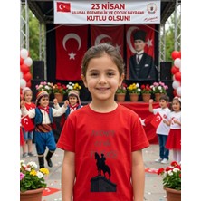 Lorvex Milli Bayram Temalı Father Of The Turks Baskılı Çocuk-Yetişkin Pamuklu Tshirt Tişört