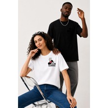 Lorvex Çift Kombin Erkek-Kadın Oversize T-Shirt %100 Pamuk Baskılı Rahat Kalıp Sevgili Tişörtü 2'li