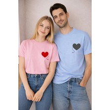 Lorvex 14 Şubat Çift Kombin T-Shirt Valentine’s Day Sevgililer Günü 2’li Unisex Kalp Kablosu Baskılı