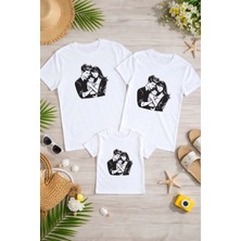 Lorvex Aile Kombin Oversize T-Shirt Anne Baba Çocuk %100 Pamuk Baskılı Rahat Kalıp (3 Adet Ayrı Sipariş Verilmelidir-Tekli Satılmaktadır)