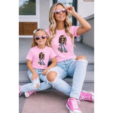 Lorvex Anne Kız Kombin Oversize Tişört %100 Pamuk Baskılı Rahat Kalıp Twin T-Shirt