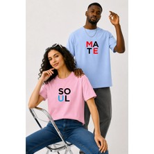 Lorvex Çift Kombin Erkek-Kadın Oversize T-Shirt %100 Pamuk Baskılı Rahat Kalıp Sevgili Tişörtü 2'li