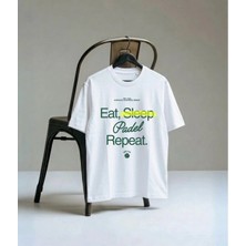 Lorvex Tenis Dijital Baskılı Unisex Oversize Kalıp Yetişkin Tişört Pamuklu Uzun Ömürlü T-Shirt