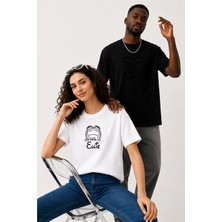 Lorvex Çift Kombin Erkek-Kadın Oversize T-Shirt %100 Pamuk Baskılı Rahat Kalıp Sevgili Tişörtü 2'li