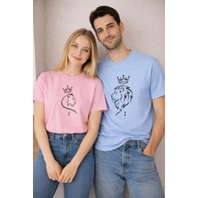 Lorvex Valentine’s Day Sevgililer Günü 14 Şubat Çift Kombin Tshirt 2’li Unisex Kral-Kraliçe Baskılı