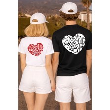 Lorvex T-Shirt Çift Kombini 14 Şubat Sevgililer Günü (Valentine’s Day) 2’li Hearts Baskılı