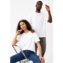 Lorvex Çift Kombin Erkek-Kadın Oversize T-Shirt %100 Pamuk Baskılı Rahat Kalıp Sevgili Tişörtü 2'li