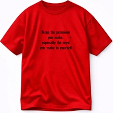 Lorvex Tişört Oversize Unısex %100 Pamuklu Rahat Kalıp Promises Baskılı T-Shirt