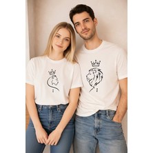 Lorvex Valentine’s Day Sevgililer Günü 14 Şubat Çift Kombin Tshirt 2’li Unisex Kral-Kraliçe Baskılı