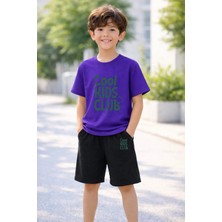 Lorvex Erkek-Kız Çocuk Tişört Şort Takım %100 Pamuk Yazlık Rahat Kalıp Baskılı T-Shirt Çocuk Kombin