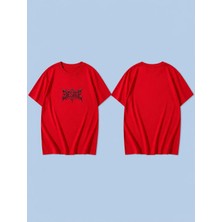 Lorvex Desire Pattern Baskılı %100 Pamuk Oversize Unisex Tişört Rahat Kesim T-Shirt