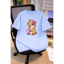 Lorvex Oversize Çocuk Genç Tişört %100 Pamuk Baskılı Rahat Kalıp Günlük Şık T-Shirt