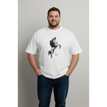 Lorvex Büyük Beden T-Shirt Oversize Pamuklu Rahat Kalıp Baskılı Unisex Tişört