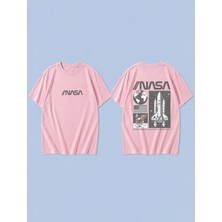 Lorvex Uzay Yolu Baskılı %100 Pamuk Oversize Unisex Tişört Rahat Kesim T-Shirt
