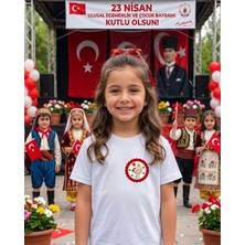 Lorvex 23 Nisan Rozet Baskılı Pamuklu Unisex Çocuk-Yetişkin Tshirt Tişört