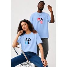 Lorvex Çift Kombin Erkek-Kadın Oversize T-Shirt %100 Pamuk Baskılı Rahat Kalıp Sevgili Tişörtü 2'li