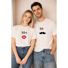 Lorvex Çift Kombin T-Shirt Valentine’s Day Sevgililer Günü 14 Şubat Unisex Mrs-Mr Baskılı Tişört 2’li