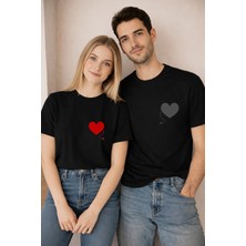 Lorvex 14 Şubat Çift Kombin T-Shirt Valentine’s Day Sevgililer Günü 2’li Unisex Kalp Kablosu Baskılı