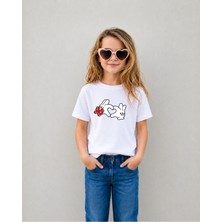 Lorvex Kız Çocuk Tişört %100 Pamuklu Baskılı Rahat Kalıp Yazlık T-Shirt