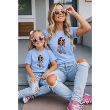 Lorvex Anne Kız Kombin Oversize Tişört %100 Pamuk Baskılı Rahat Kalıp Twin T-Shirt
